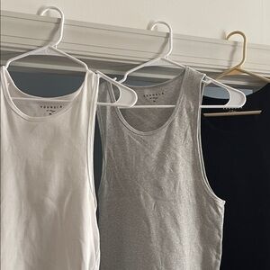 YoungLA Trio of White, Gray, and Black Tank Tops
